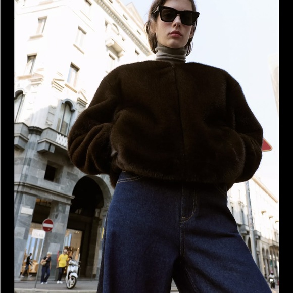 Zara Dark Brown Bomber Jacket - Picture 3 of 9